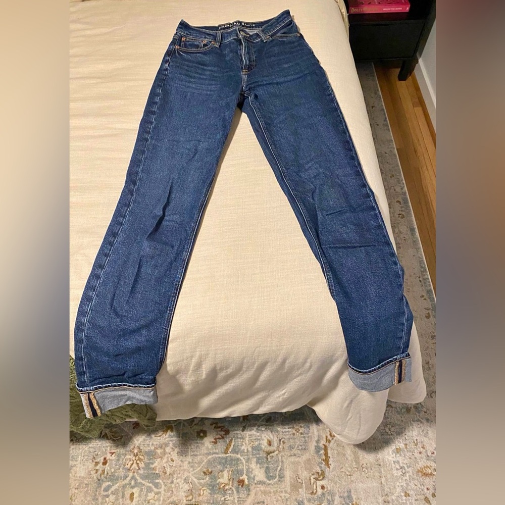 American Eagle Outfitters Dark Blue Straight Leg Jeans